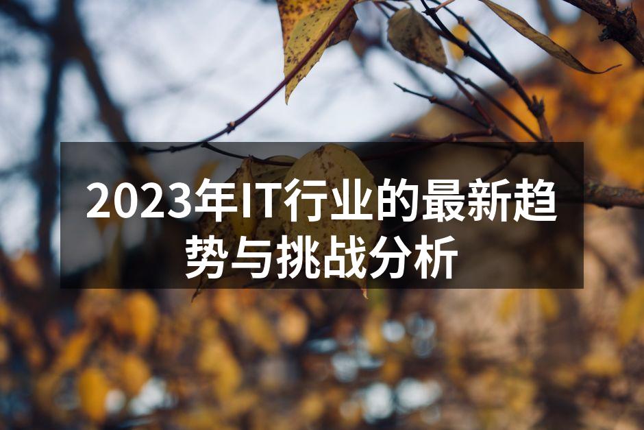 2023年IT行业的最新趋势与挑战分析
