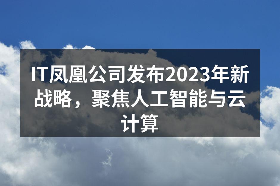IT凤凰公司发布2023年新战略，聚焦人